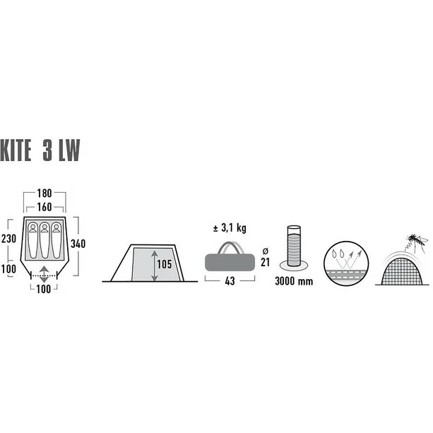 High Peak Kite 3 LW Tent pesto/red 6 High Peak Kite 3 LW Tent pesto/red - Image 4